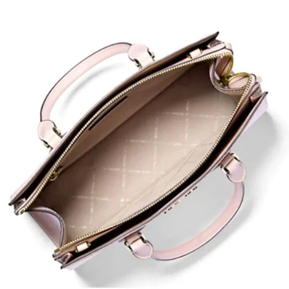 New Michael Kors Sheila Medium Ombré Signature Logo Satchel Powder Blush Multi